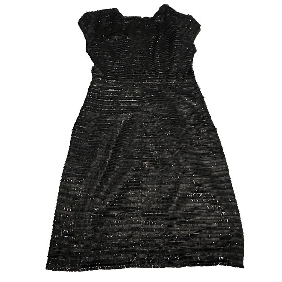 Nanette Lepore 6 Dress Cocktail Mini Metallic Eyelash Striped Mini Black - Picture 2 of 12